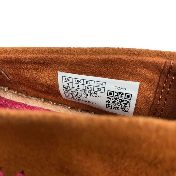 Toms Espadrilles Brown Suede Leather Slip On Shoes Flats Esparto Womens 6 EUC - Picture 7 of 8